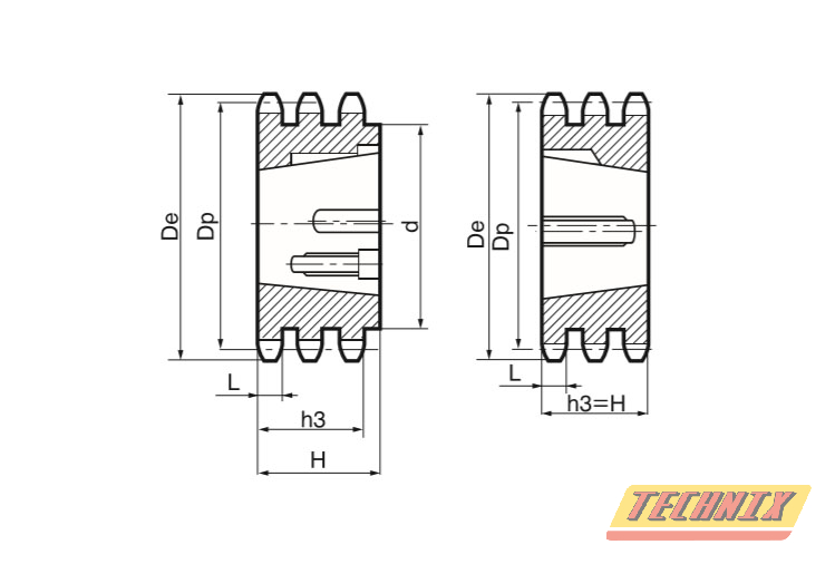 Звездочка под втулку тапербуш для цепи: 16B-3, Z=76, 1" x 17,02 mm TT12076 (PHS 16B-3 TB 76) TECHNIX