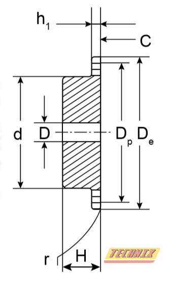 Звездочка со ступицей под расточку для цепи 16B-1, z=11, 1" x 17,02 mm PS12011 (PHS 16B-1B11) TECHNI