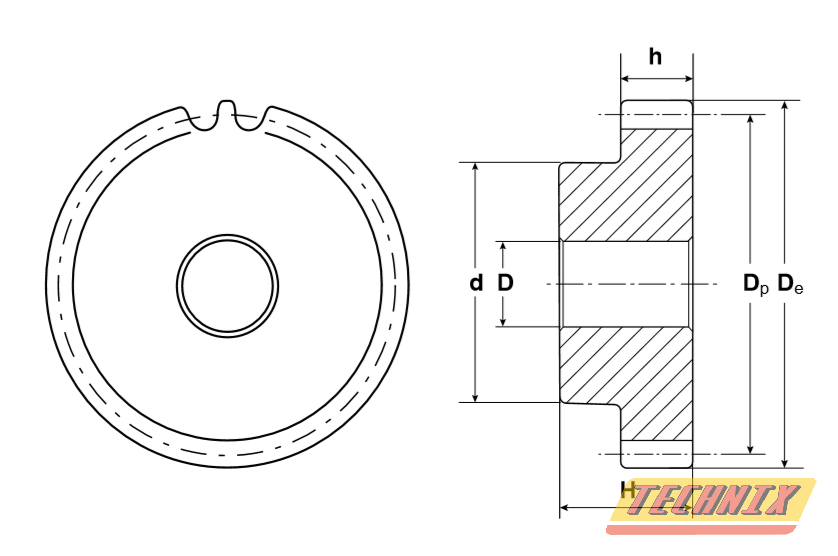 Зубчатая шестерня со ступицей, M=6, Z=16 PM34016 TECHNIX