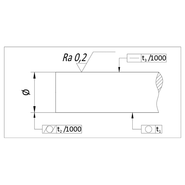 Вал прецизионный (нерж.) WRB12 L=250 см TECHNIX (чертёж)