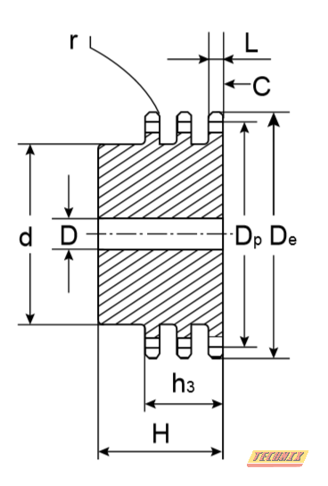 Звездочка со ступицей под расточку для цепи 32B-3, z=16, 2” x 1”1/4 PT16016 (PHS 32B-3B16) TECHNIX