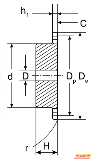 Звездочка со ступицей под расточку для цепи 08B-1, z=25, 1/2" x 5/16" PS09025 (PHS 08B-1B25) TECHNIX