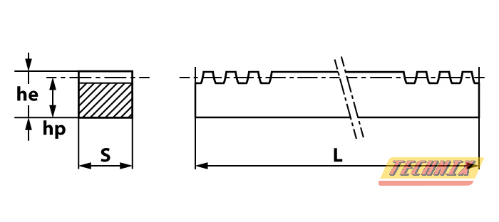 Рейка зубчатая прямозубая: 40x40, L=2000 мм, M=4 CR31200 TECHNIX