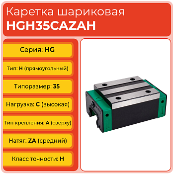 Линейная каретка HGH35CAZAH шариковая высокой нагрузки TECHNIX