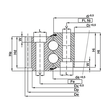 ОПУ стандартная серия с двумя рядами шариков EB2.25.0821.400-1RPPN TECHNIX