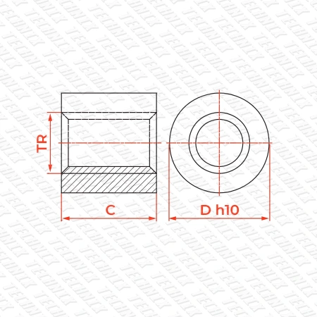 Гайка трапецеидальная сталь KSM 30-6-D (диаметр 30 мм, шаг 6 мм) правая резьба TECHNIX PRO