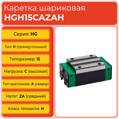 Линейная каретка HGH15CAZAH (HCH15CAZAH) шариковая высокой нагрузки TECHNIX Линейная каретка HGH15CAZAH (HCH15CAZAH) шариковая высокой нагрузки TECHNIX