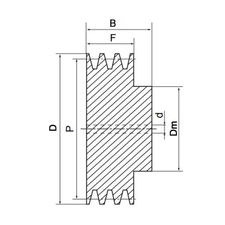 Шкив клиновой SPB 100 1 (PHP 1SPB100RSB) под расточку TECHNIX