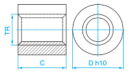 Гайка трапецеидальная (бронза) d=16 мм, шаг резьбы 4 мм (прав. резьба), LRM 16-4-D TECHNIX