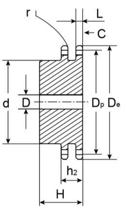 Звездочка со ступицей под расточку для цепи 06B-2, z=60, 3/8" x 7/32" PD05060 (PHS 06B-2B60) TECHNIX