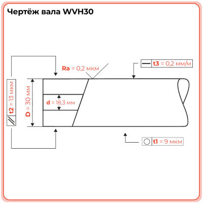 Вал прецизионный полый хромированный WVH30 TECHNIX