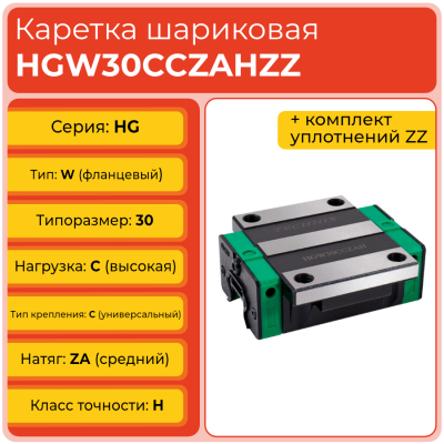 Линейная каретка HGW30CCZAHZZ (HCW30CCZAHZZ) шариковая высокой нагрузки TECHNIX Линейная каретка HGW30CCZAHZZ (HCW30CCZAHZZ) шариковая высокой нагрузки TECHNIX