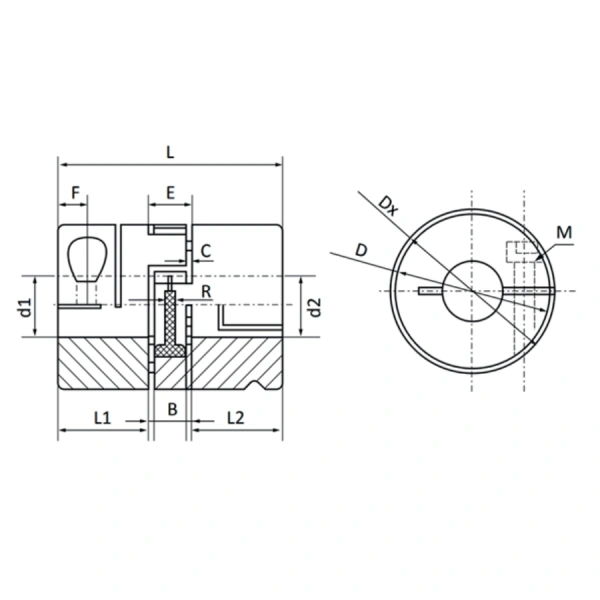 Муфта JC65-C (d=12 мм) соединительная виброгасящая TECHNIX