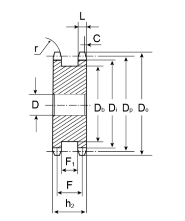 Звездочка двойная для однорядных цепей: 08B-1, Z=18, 1/2" x 5/16" DS09018 (PHS 08B-1DSA18) TECHNIX