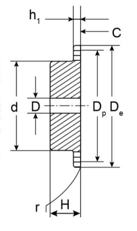 Звездочка со ступицей под расточку для цепи 08B-1, z=14, 1/2" x 5/16" PS09014 (PHS 08B-1B14) TECHNIX