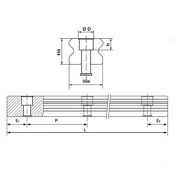 Направляющая RGR65RP L=400 см (роликовая) TECHNIX