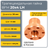 Гайка трапецеидальная с фланцем латунь BFM 20-4-G (диаметр 20 мм, шаг 4 мм) левая резьба TECHNIX PRO