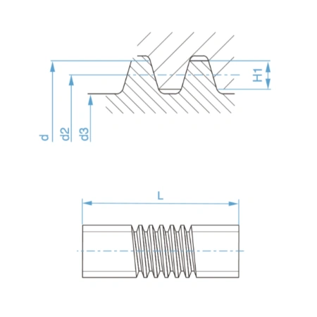 Трапецеидальный винт 10x2 TR правый (диаметр 10 мм, шаг 2 мм) С45 TECHNIX PRO