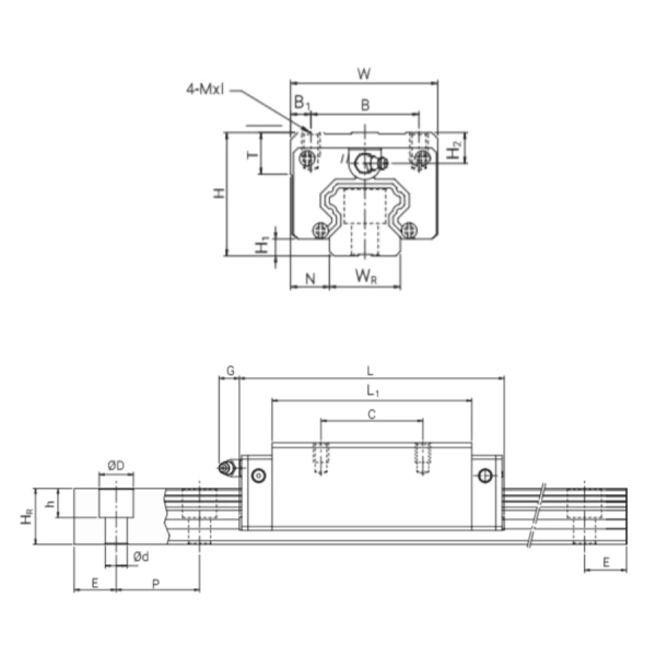 Каретка HGH45HAZAH TECHNIX (чертёж) Каретка HGH45HAZAH TECHNIX (чертёж)