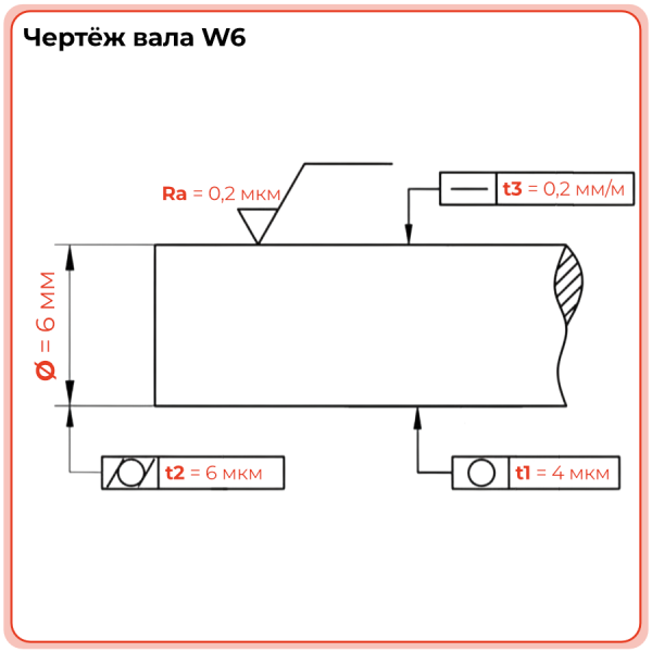 Вал прецизионный W6 TECHNIX