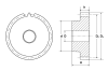 Зубчатая шестерня со ступицей, M=2, Z=15 PM28015 TECHNIX (чертёж)