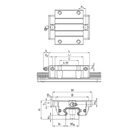 Каретка EGW30CCZAH (низкопрофильная) TECHNIX (чертёж) Каретка EGW30CCZAH (низкопрофильная) TECHNIX (чертёж)