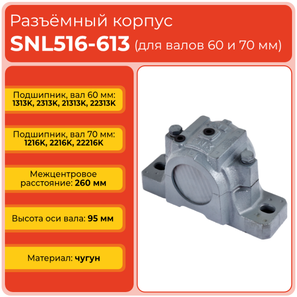 Разъемный корпус SNL516-613 TECHNIX (без подшипника)