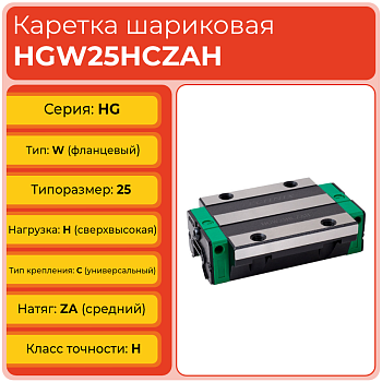 Линейная каретка HGW25HCZAH шариковая высокой нагрузки TECHNIX Линейная каретка HGW25HCZAH шариковая высокой нагрузки TECHNIX