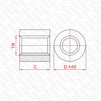 Гайка трапецеидальная бронзовая LRM 50-8-D (диаметр 50 мм, шаг 8 мм) правая резьба TECHNIX PRO