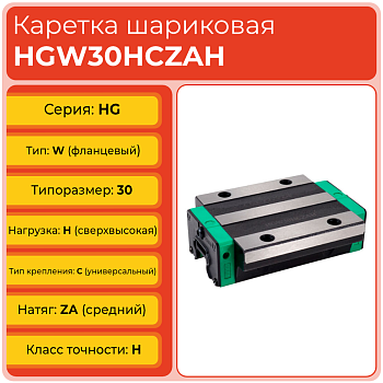 Линейная каретка HGW30HCZAH шариковая высокой нагрузки TECHNIX Линейная каретка HGW30HCZAH шариковая высокой нагрузки TECHNIX