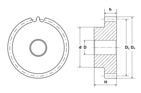 Зубчатая шестерня со ступицей, M=1, Z=26 PM26026 TECHNIX (чертёж)