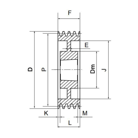 Шкив клиновой SPZ 200 03 TB (PHP 3SPZ200TB) под втулку тапербуш TECHNIX