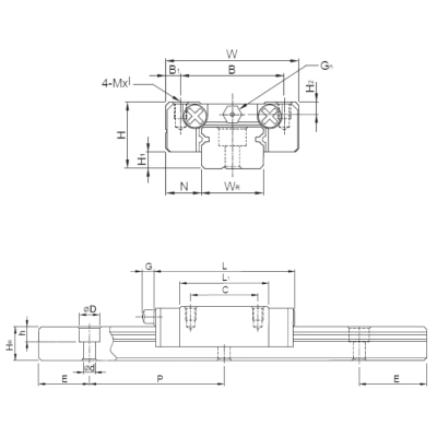 Каретка MGN15HZ0H TECHNIX