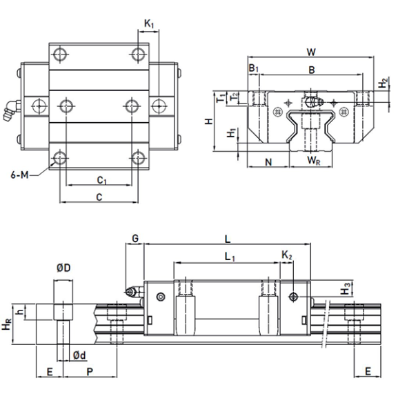 Каретка RGW35HCZAP (роликовая) TECHNIX (чертёж) Каретка RGW35HCZAP (роликовая) TECHNIX (чертёж)