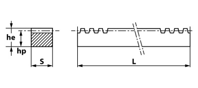 Рейка прямозубая CR33050 (модуль 4, 30x30) сталь C45 L500 мм