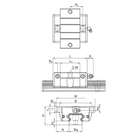 Каретка EGW15SCZAH (низкопрофильная) TECHNIX (чертёж) Каретка EGW15SCZAH (низкопрофильная) TECHNIX (чертёж)