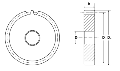Зубчатая шестерня без ступицы, M=5, Z=45 CM32045 TECHNIX (чертёж)