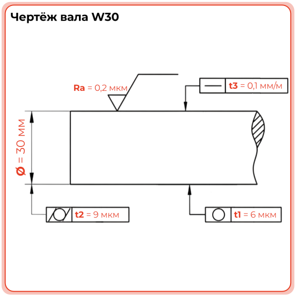 Вал прецизионный W30 TECHNIX