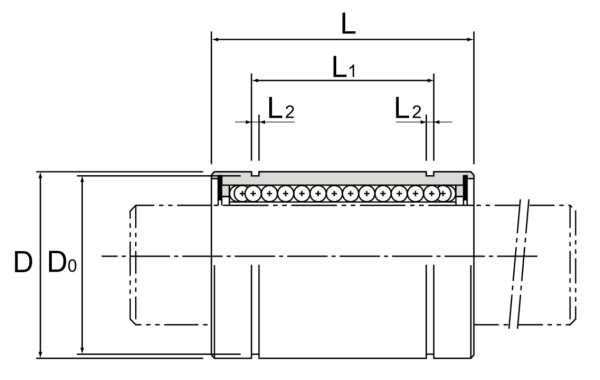 Линейный подшипник LM25-UU TECHNIX (чертёж)