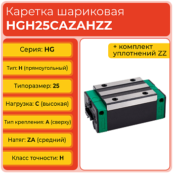 Линейная каретка HGH25CAZAHZZ (HCH25CAZAHZZ) шариковая высокой нагрузки TECHNIX Линейная каретка HGH25CAZAHZZ (HCH25CAZAHZZ) шариковая высокой нагрузки TECHNIX